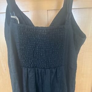 Fat Face Black Smocked Linen Dress